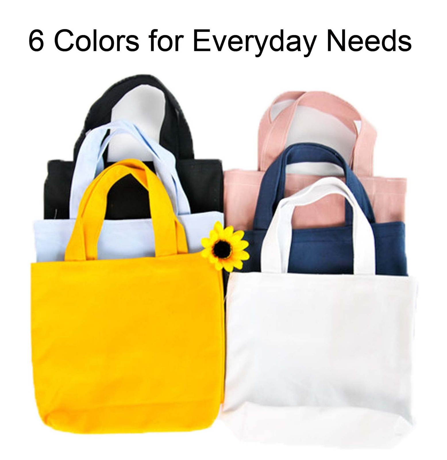 6 Pack Small Canvas Tote Bags, Cute Bags with Handles Reusable Sturdy Little …
