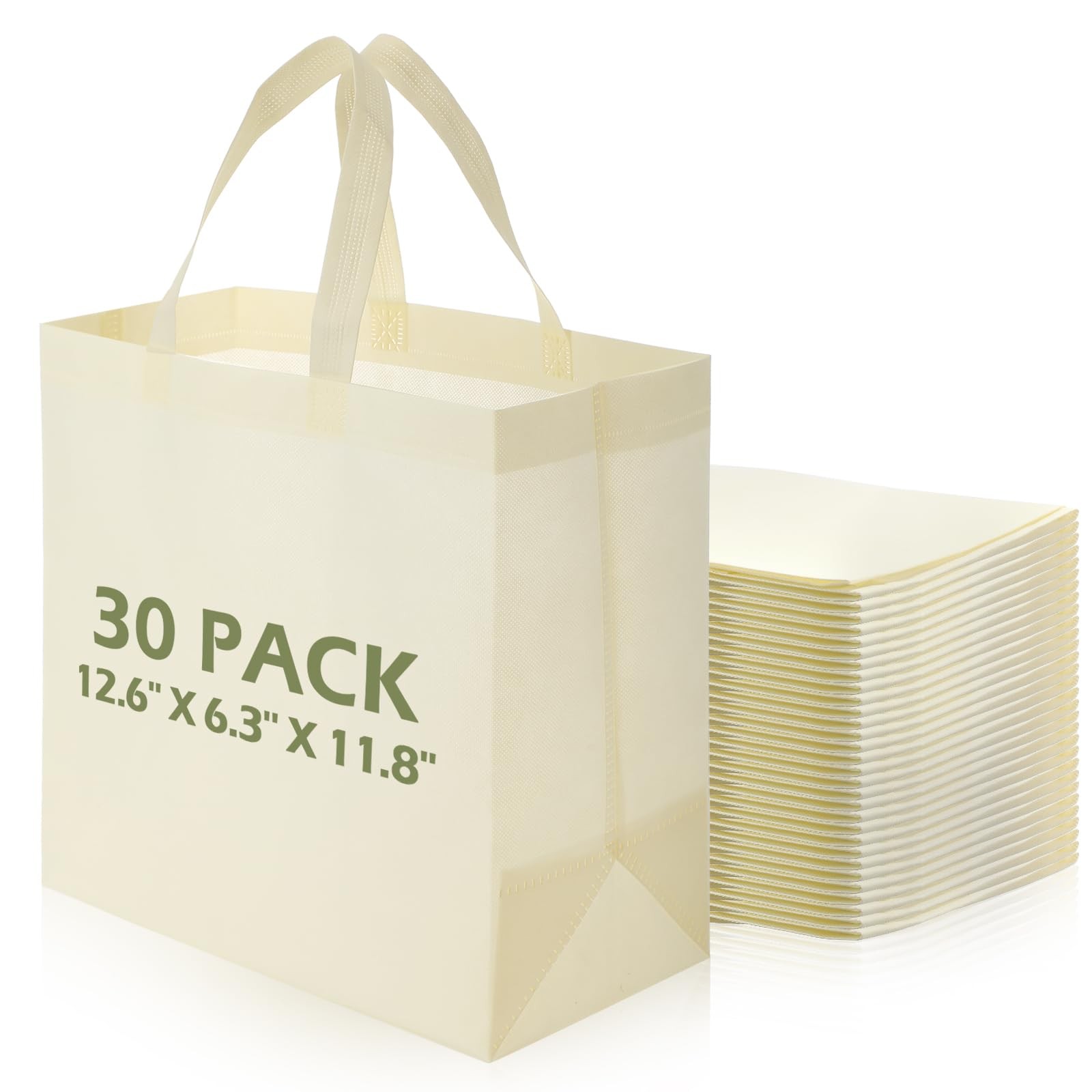 30 Pcs Reusable Tote Bag Bulk Non Woven Grocery Bag with Handle Blank Foldabl…