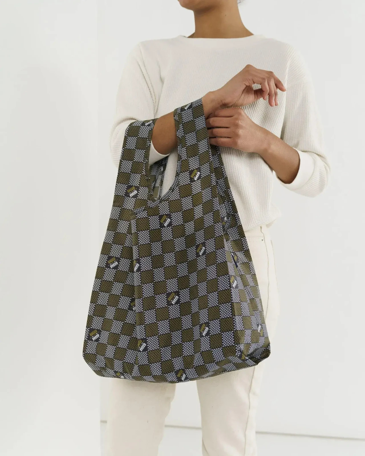 NWT Baggu Standard Reusable Shopping Bag Tote WOVEN CHECK US seller SoldOut Rare