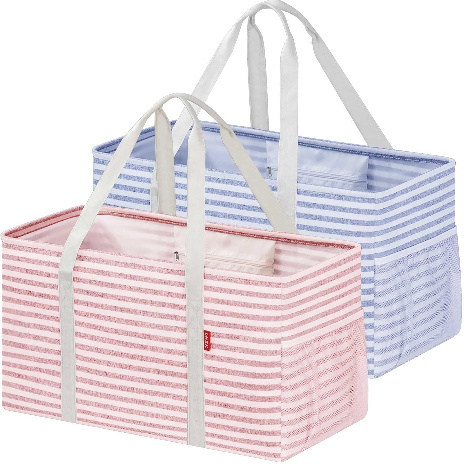LHZ.K Standing Extra Large Utility Tote Bag 2 Pack, Reusable Grocery Bags wit…