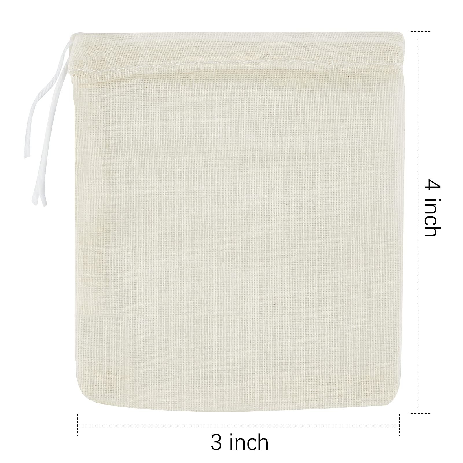 TUZAZO 50 Pack Reusable Tea Bags, Natural Unbleached 3 x 4 inch, Nature color