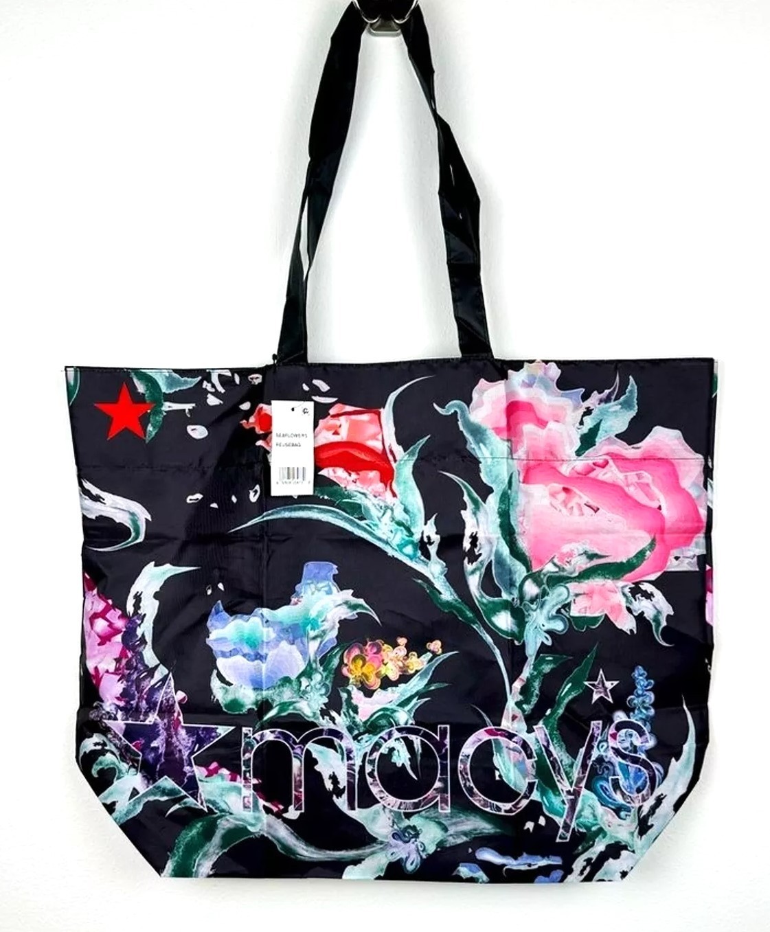 MACY’S “OCEANCYCLE” REUSABLE LIGHT SHOPPING/TOTE BAG – “SEAFLOWERS”