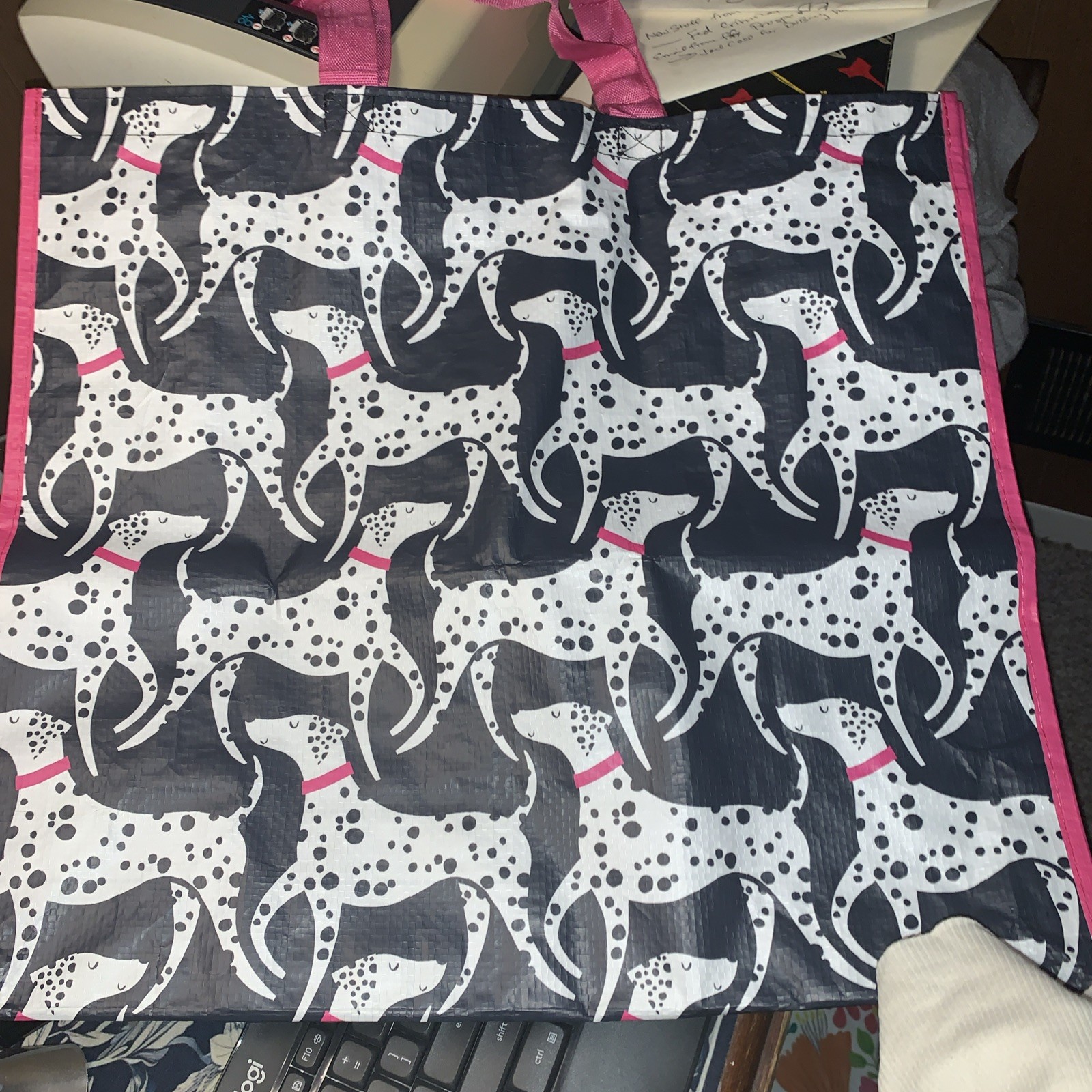 Beautiful Dalmatians B&W Hot Pink Design Shopping Bag Eco Friendly Marshall’s