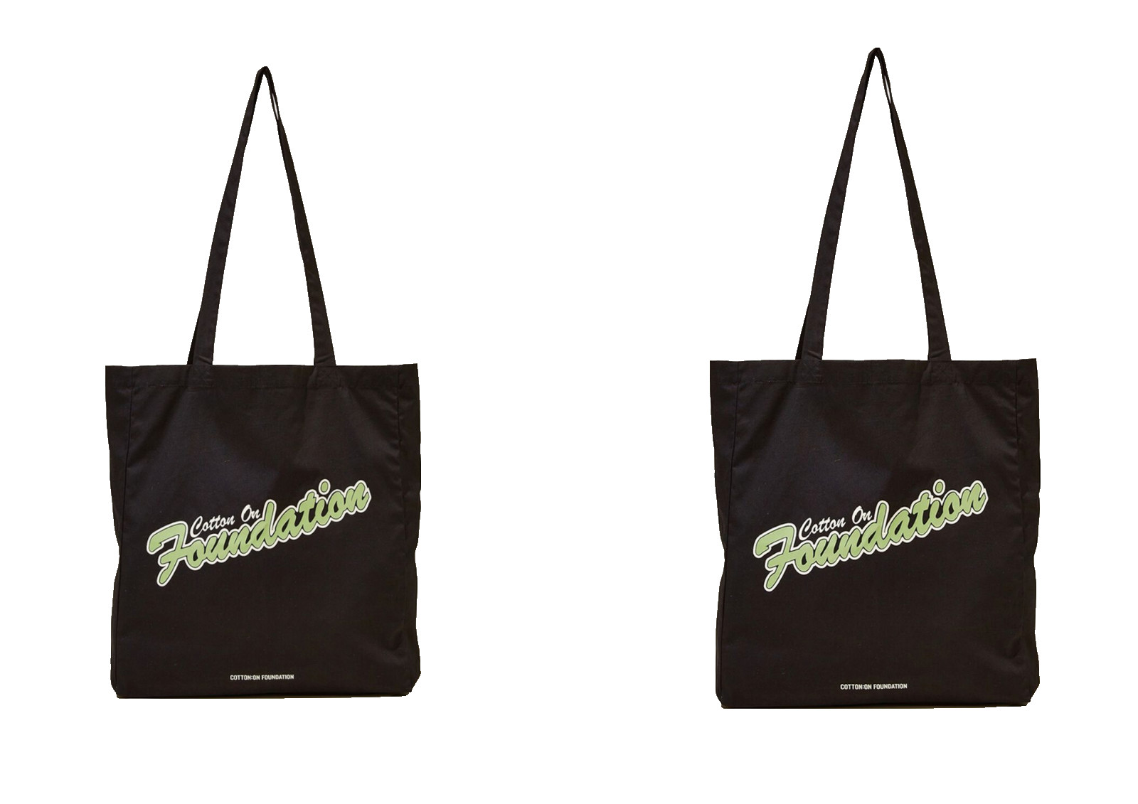 LOT OF 2 Cotton:On Foundation Recycled Tote Bag Solid Black Reusable Grocery NEW