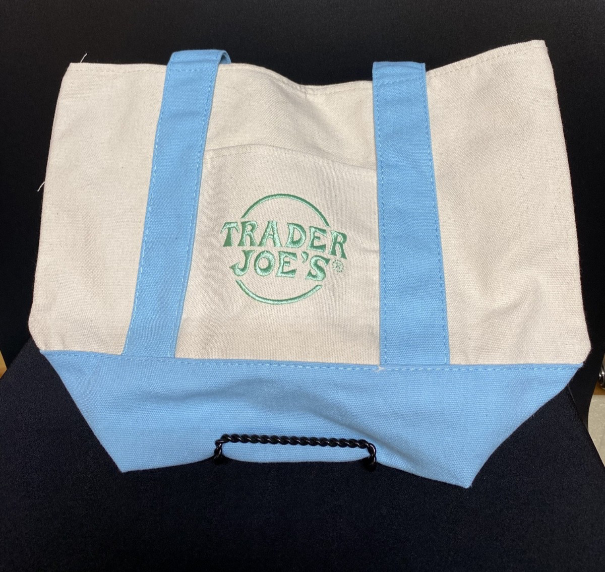 Trader Joes Mini Pastel Canvas Sky Blue Tote Bag NWT Spring 2025 Limited Edition