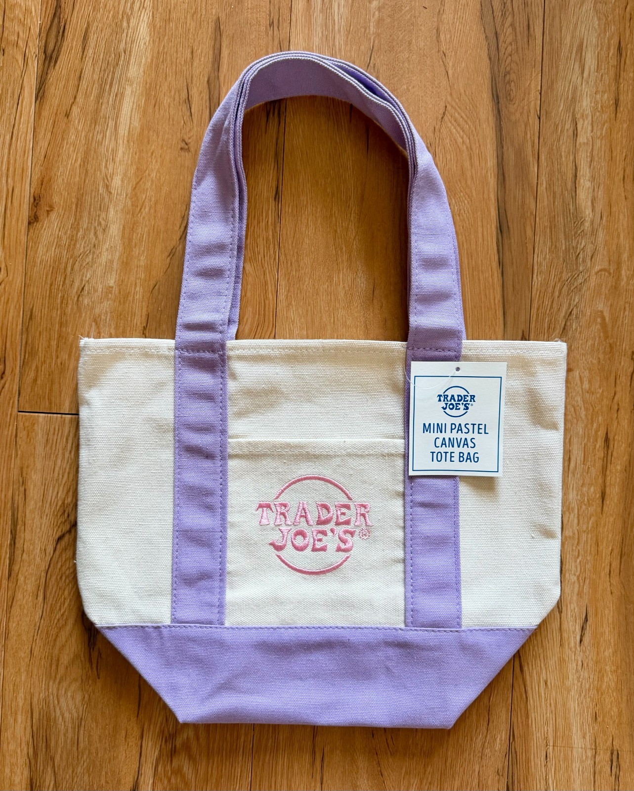 Trader Joe’s Spring 2026 Mini Pastel Canvas Tote Bag LIMITED EDITION (Purple)