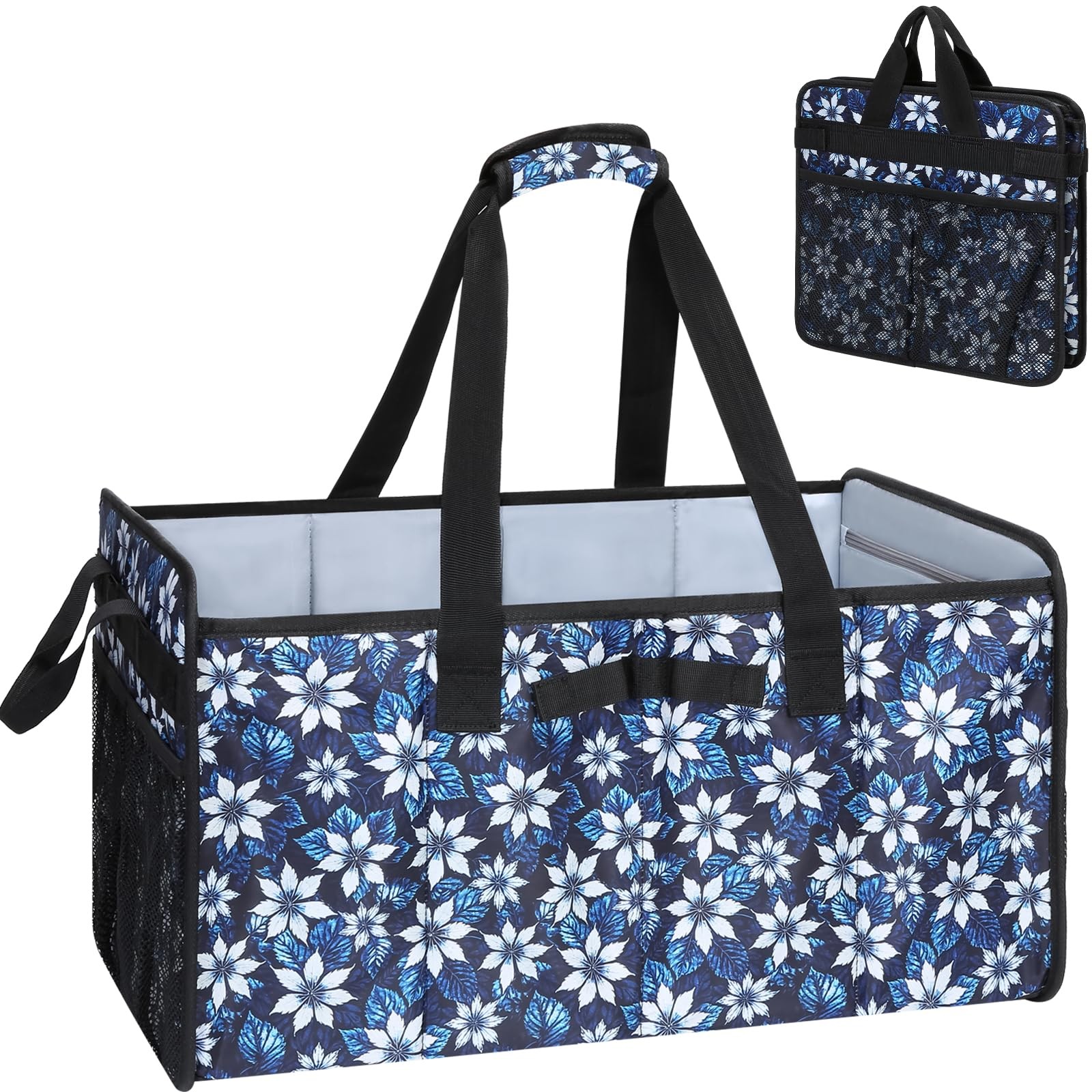 Extra Large Utility Tote Bag with Wire Frame Reusable Grocery Bags Foldable H…