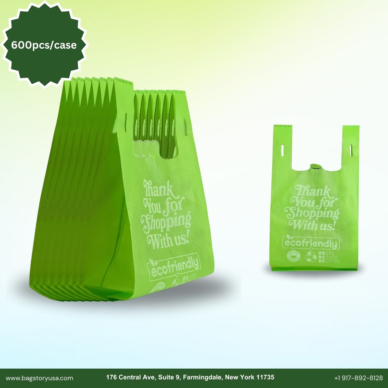 Reusable Non Woven Grocery T-Shirt Shopping Tote Bag, 45GSM – Large 1/6