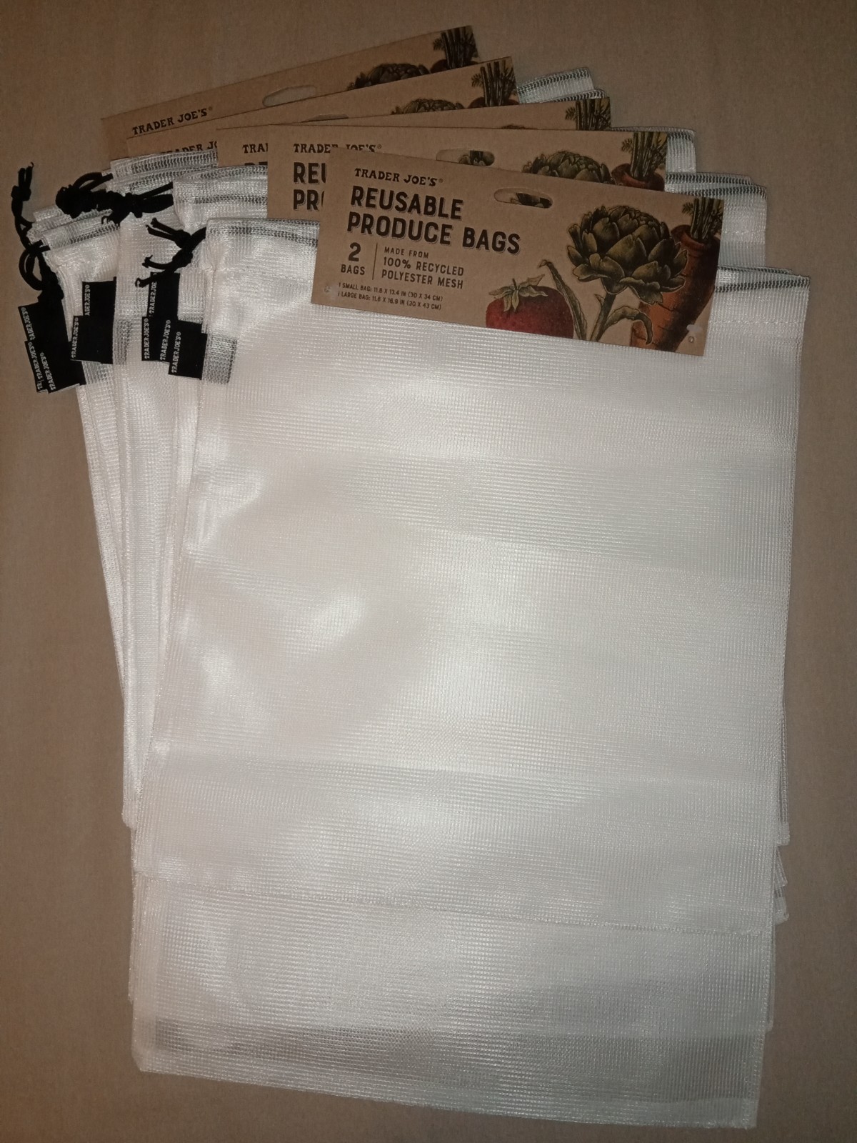 Trader Joe’s Environment Friendly Reusable Mesh Produce Bags 2 Size Set of 5 NWT