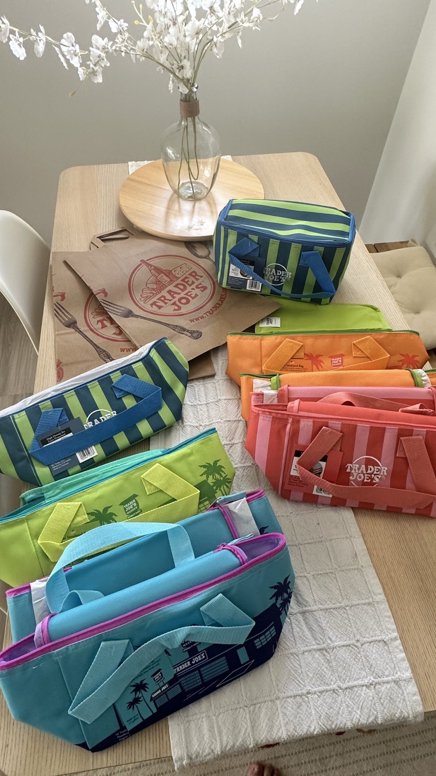 Trader Joe’s Reusable Insulated Zippered Stripe Bag Set Small 13x6x10