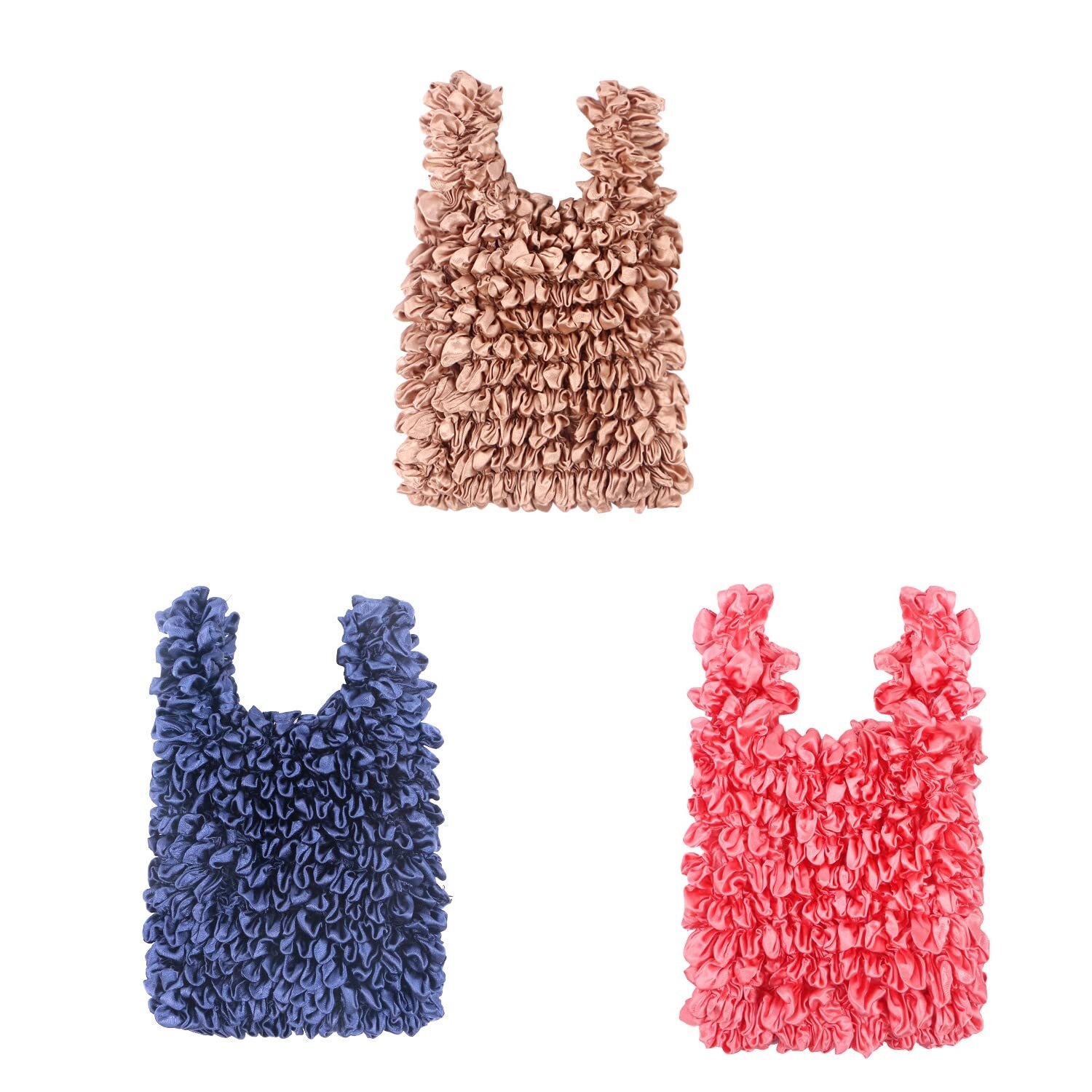3PCS Magic Stretch Portable Foldable Handheld Bags Reusable Grocery Bags