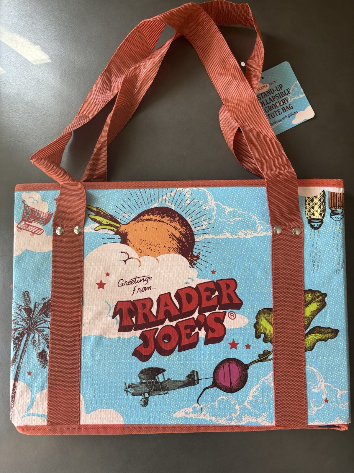 (4 Bags) NEW Trader Joe’s Stand-Up Collapsible Grocery Tote Bag