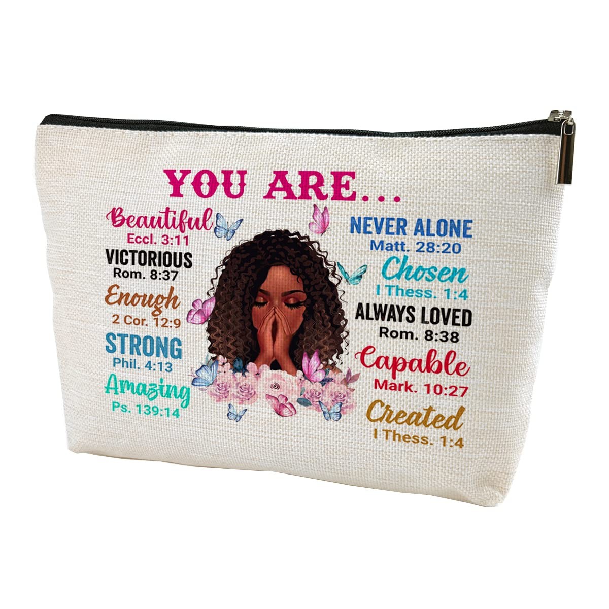 LANBAIHE African American Cosmetic Bag Gift – You are Unique Special beige