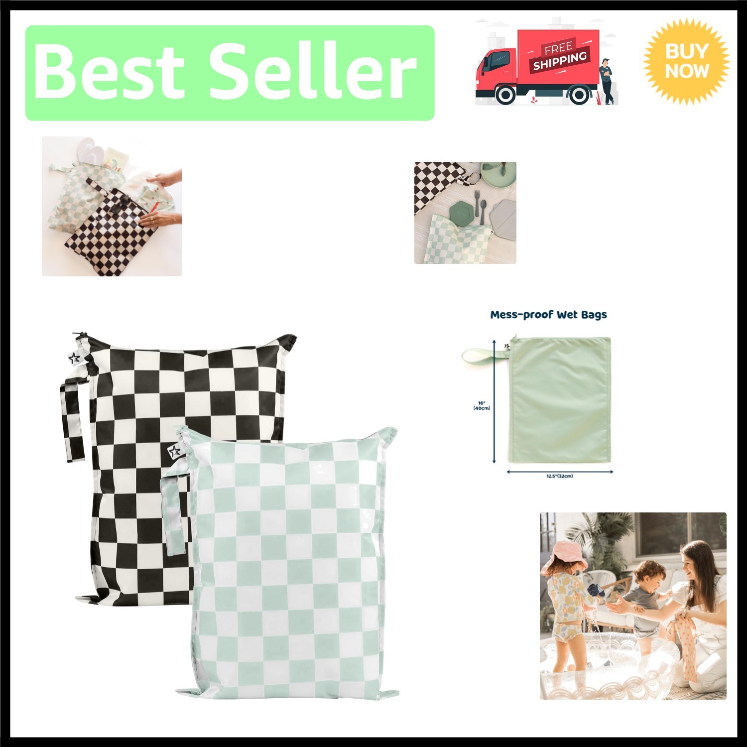 Leakproof Wet Dry Bag Set – Perfect for Swimwear, Baby Gear & Travel Essentials