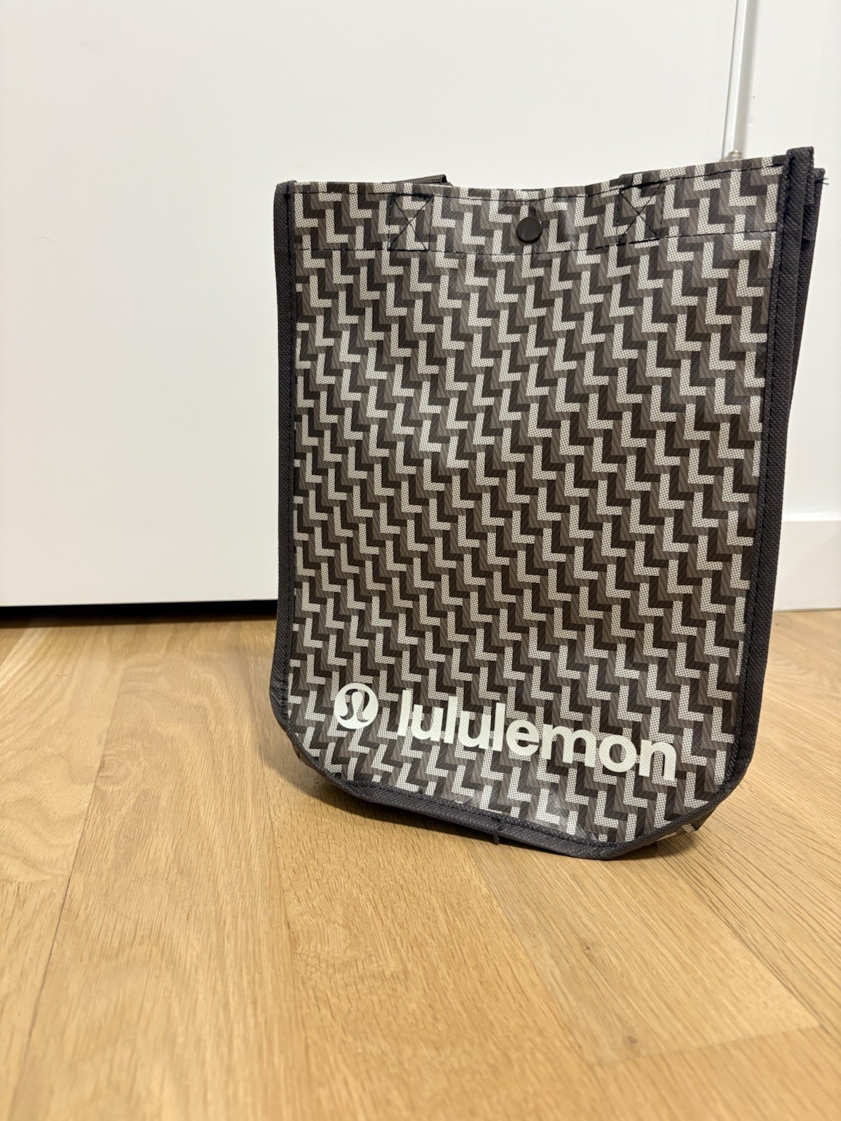 Lululemon Small Reusable Shopping Tote Lunch Bag Goyardine 🤎 Brown Black *NEW!*