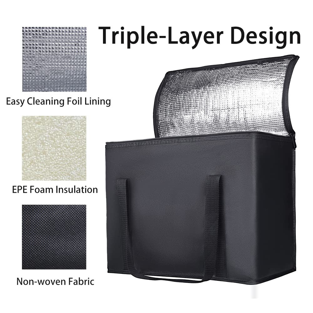 2-Pack Insulated Reusable Grocery Bag with Zippered Top, X-Large Frozen