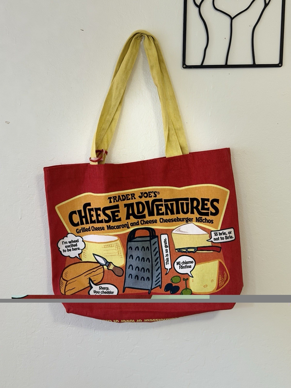 Trader Joe’s Foldable Canvas Shopping Bags Set 2 Red Yellow Cheese Experience