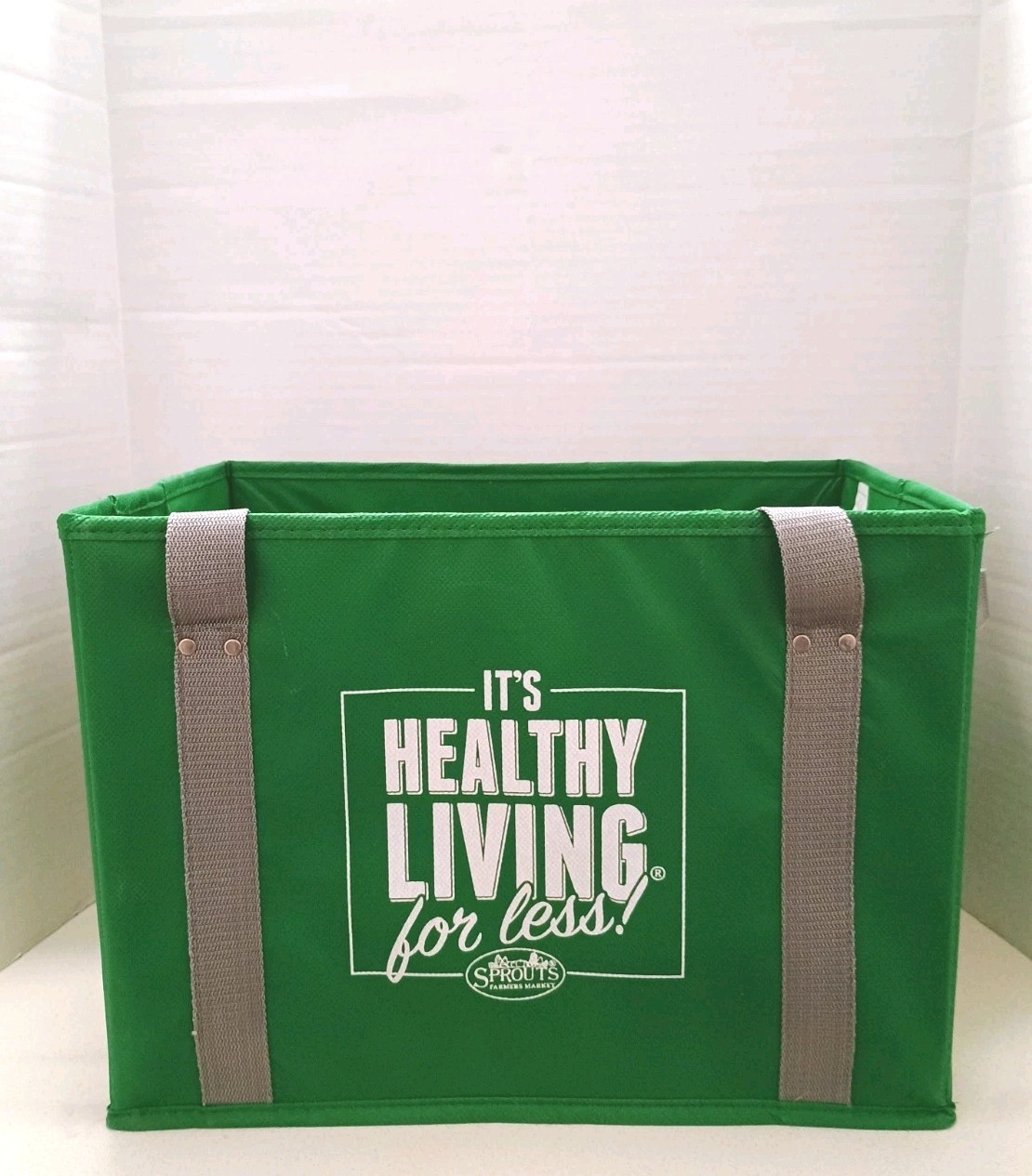 Sprouts Farmers Market Earthwise Green Box Tote Market Bag Collapsible