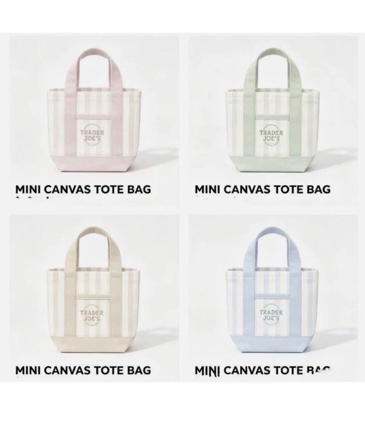Trader Joe’s Striped Canvas Mini Tote Bag Set 4 Colors Summer 2026 Limited Rare
