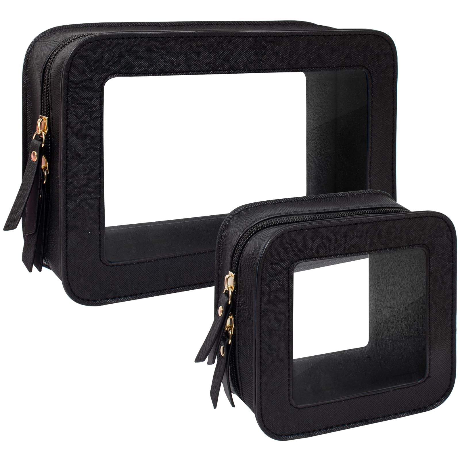 KOTORA Clear Makeup Bag Set for Women Portable Make up Cute Black