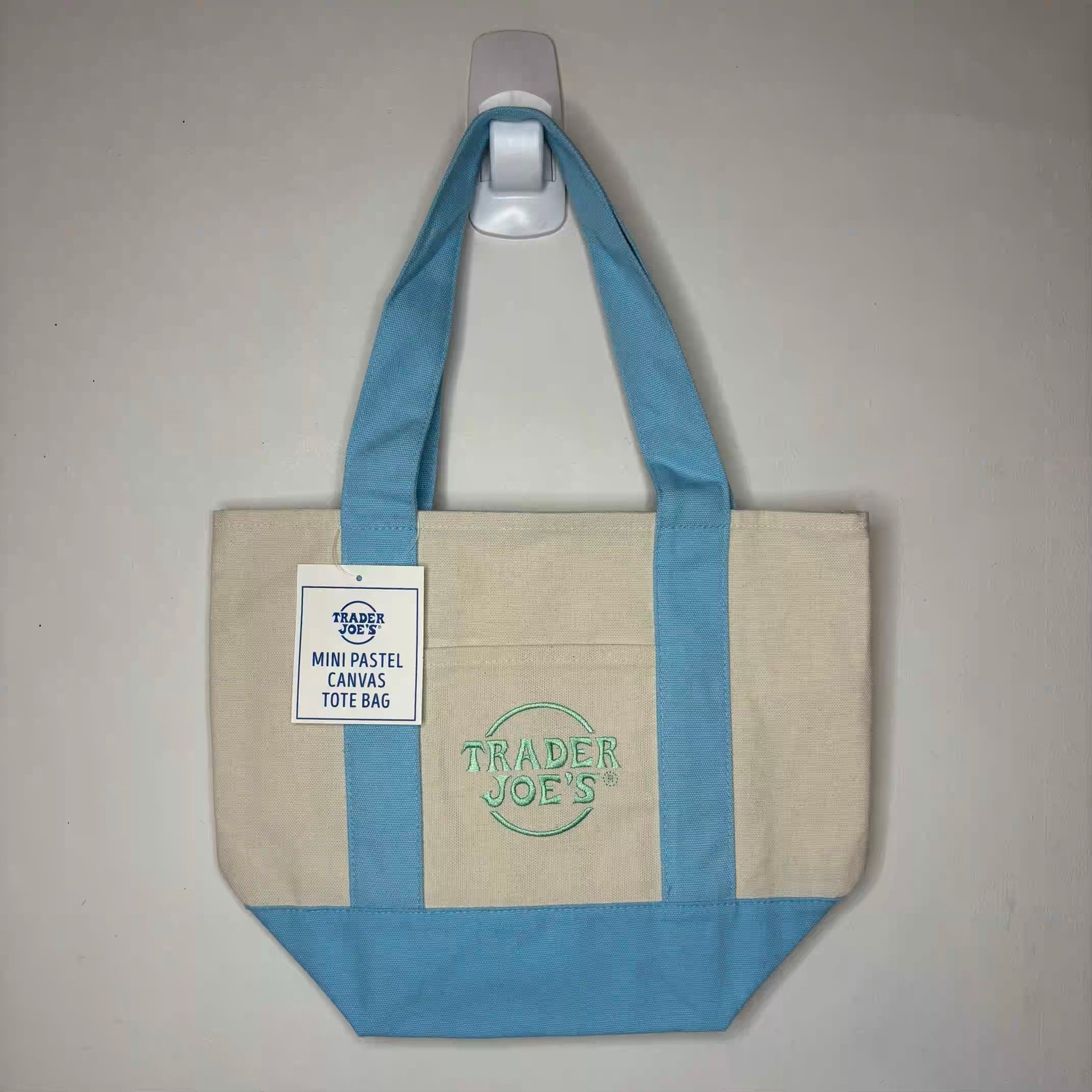 Set of 2 Trader Joe’s Canvas MINI Tote Bag Limited Edition — PASTEL BLUE + Green