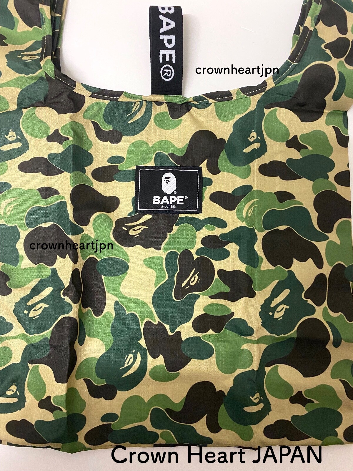 A Bathing Ape ABC CAMO SMALL SHOPPING BAG M – Green Camo Auth from BAPE