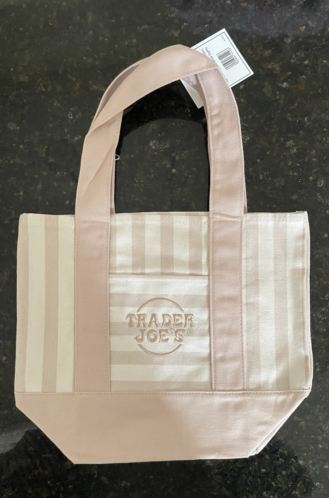 Trader Joe’s Mini Tote Bag Khaki Stripes