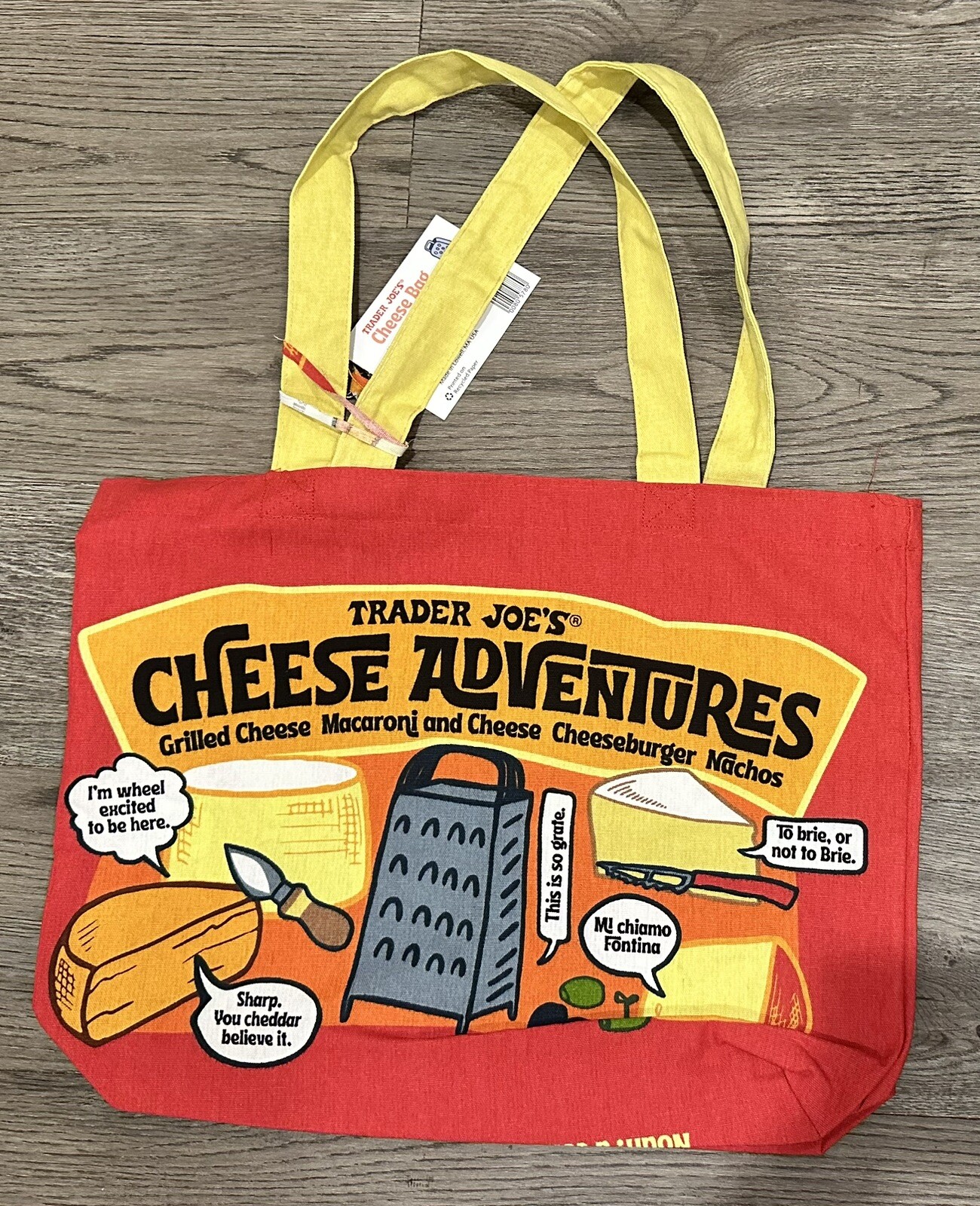 Trader Joe’s NWT 🧀 Cheese HEAVY DUTY COTTON REUSABLE GROCERY SHOPPING TOTE BAG