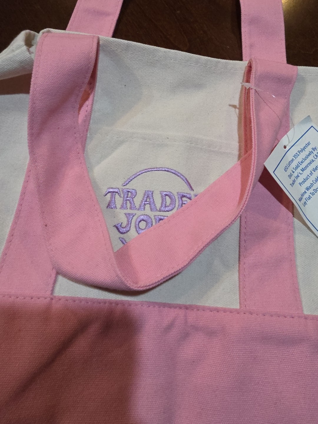 TRADER JOE- PINK BAG LIMITED EDITION TOTE SHOULDER BAG WITH SIDE POCKET