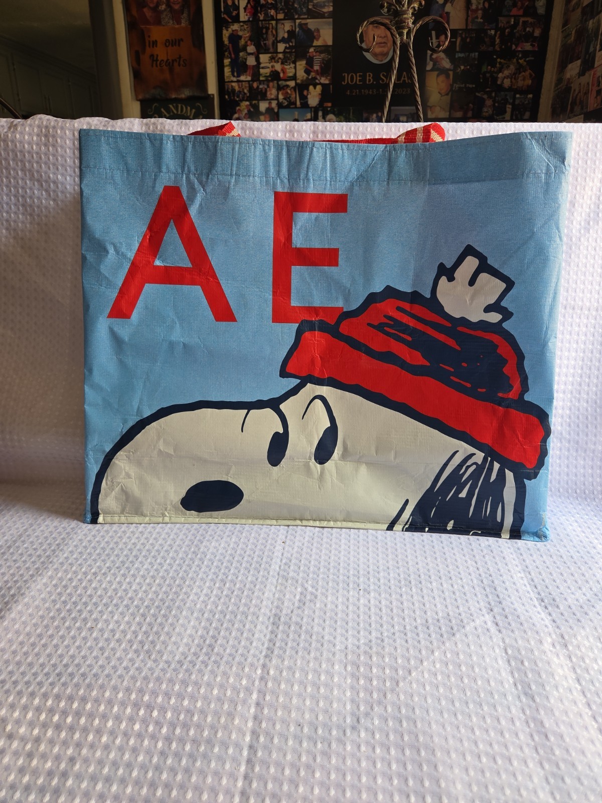 American Eagle Snoopy Reusable Tote Bag Nylon, Large ~19x16in