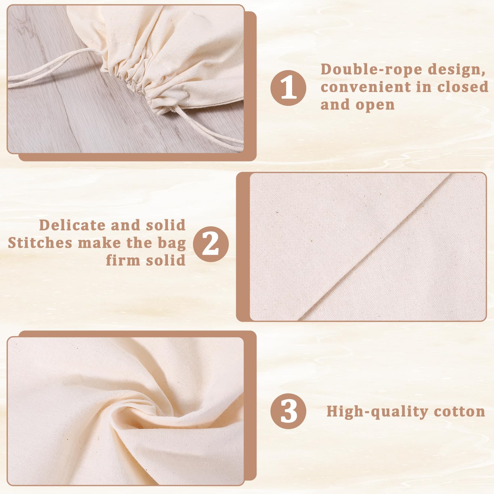 10 Pcs Reusable Produce Bags, 12″x10″ Natural Linen Bread One Size, Off-white