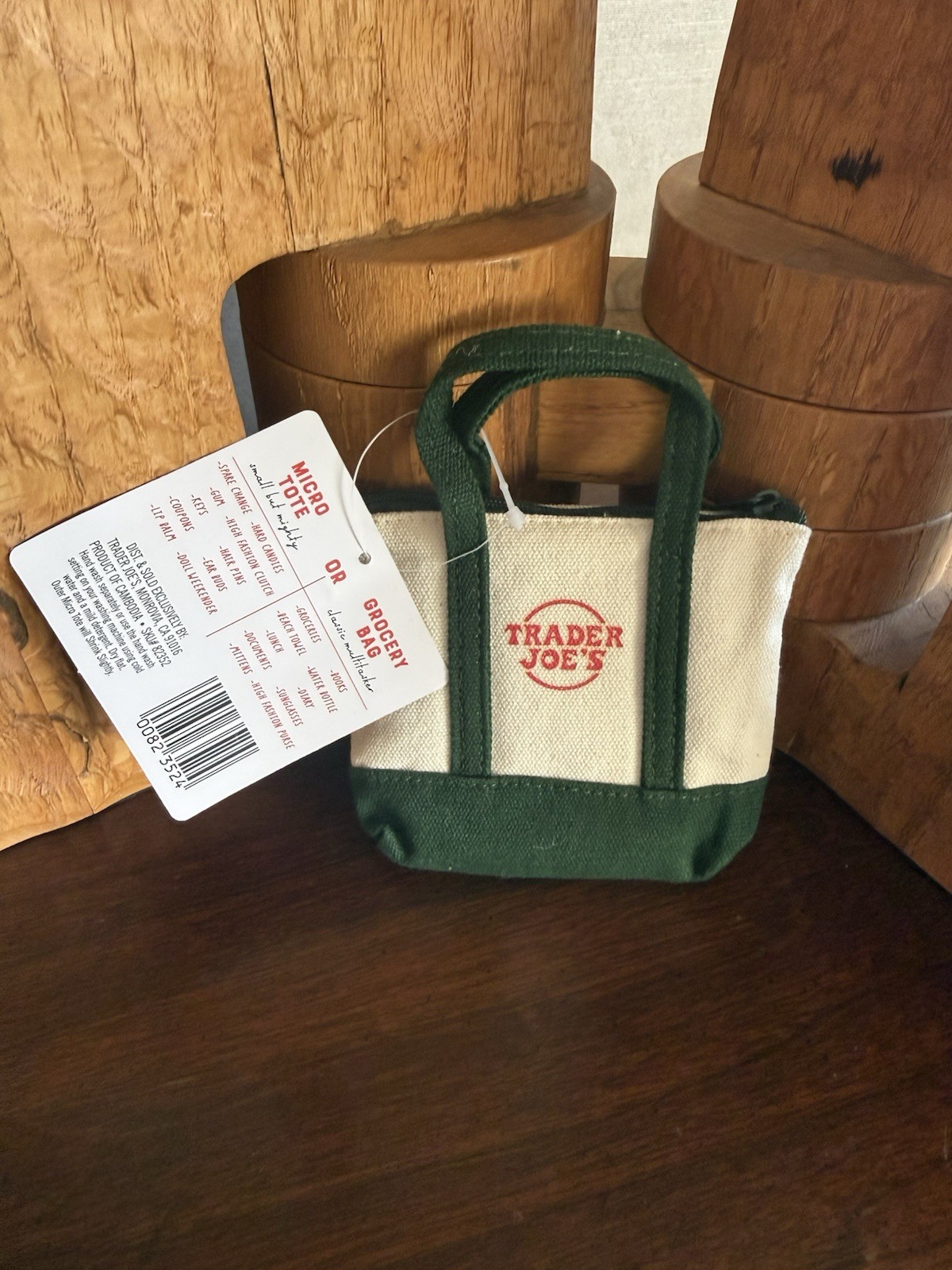 NWT 2025 Trader Joe’s Canvas Micro Tote 2 in 1 Reusable Grocery Bag in Green