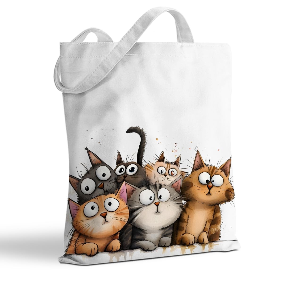Cute Cat Tote Bag, Cats Gift Handbag Funny Reusable Shopping Storage Shoulder…