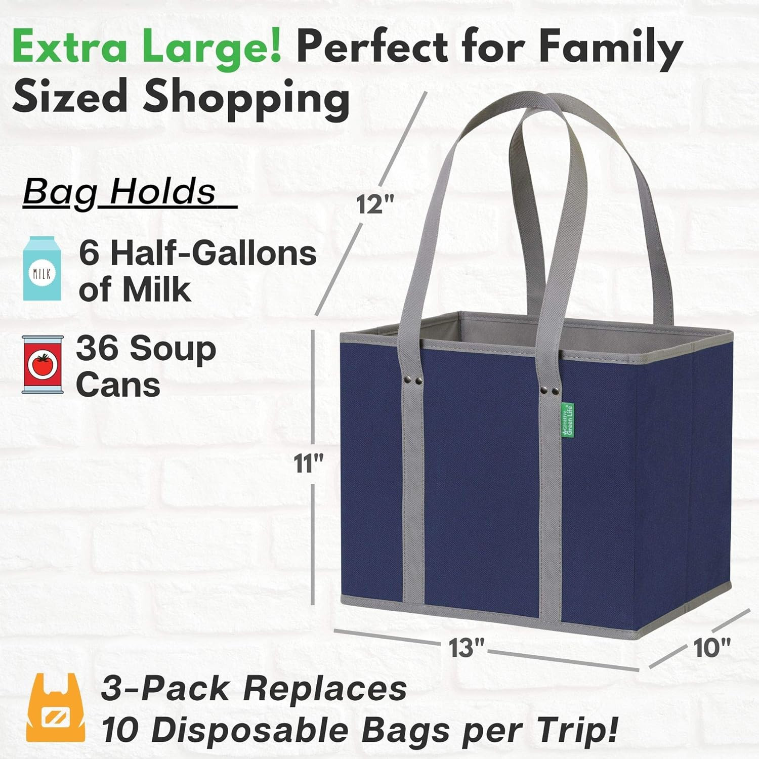 Reusable Grocery Bags (3 Pack) – Heavy Duty Reusable Shopping Bags with Box S…