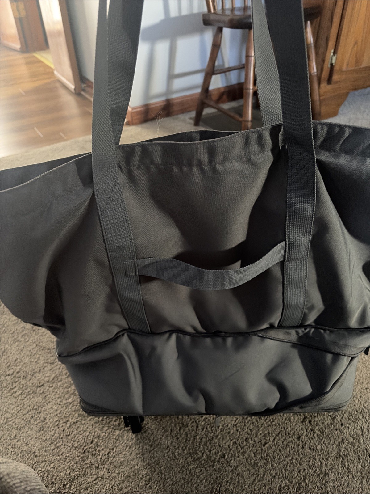 Expanding Grocery Bag On Wheels Vinyl NWOT Gray Light Weight