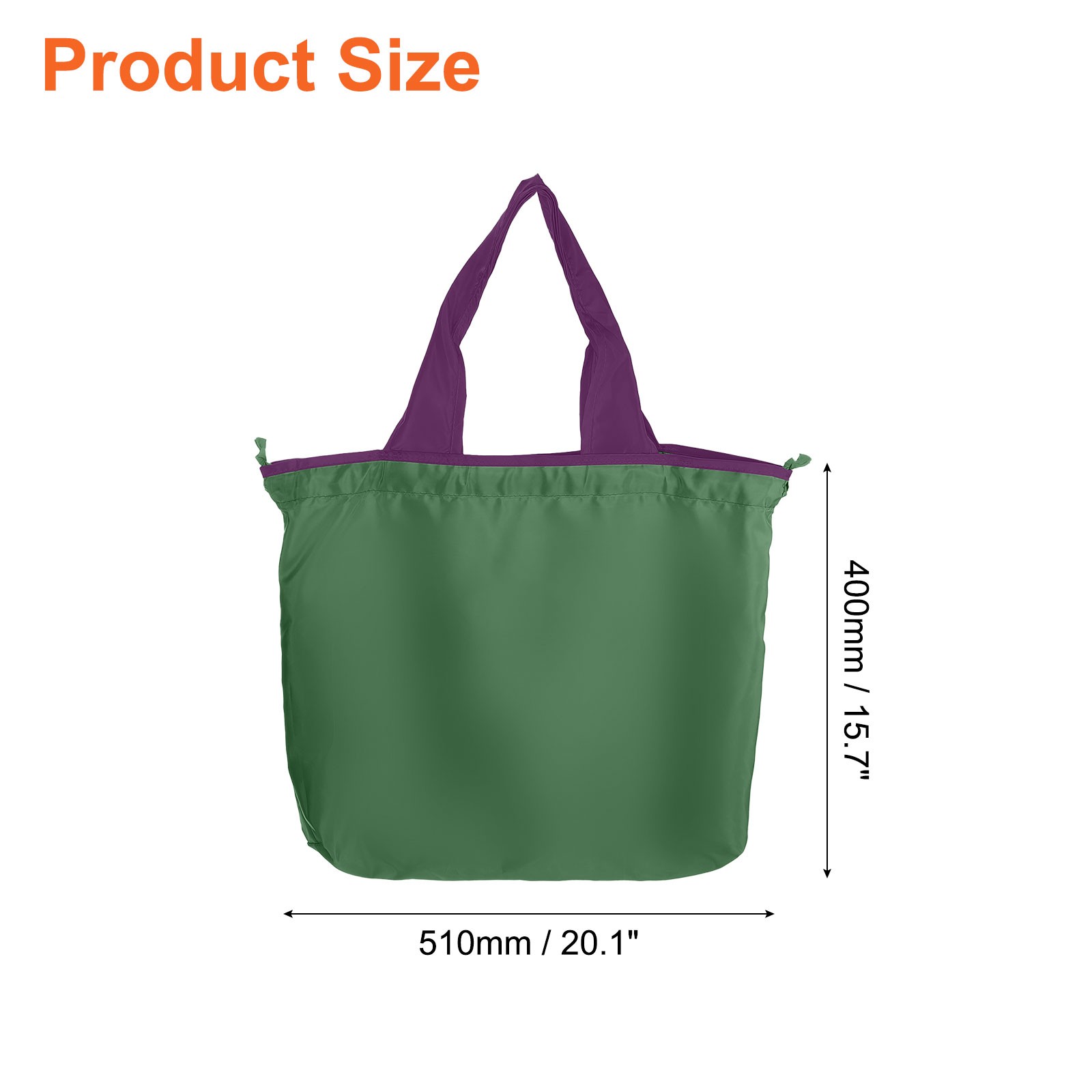 1Pcs 20″ x 16″ Washable Shopping Totes Fit in Pocket (Green)
