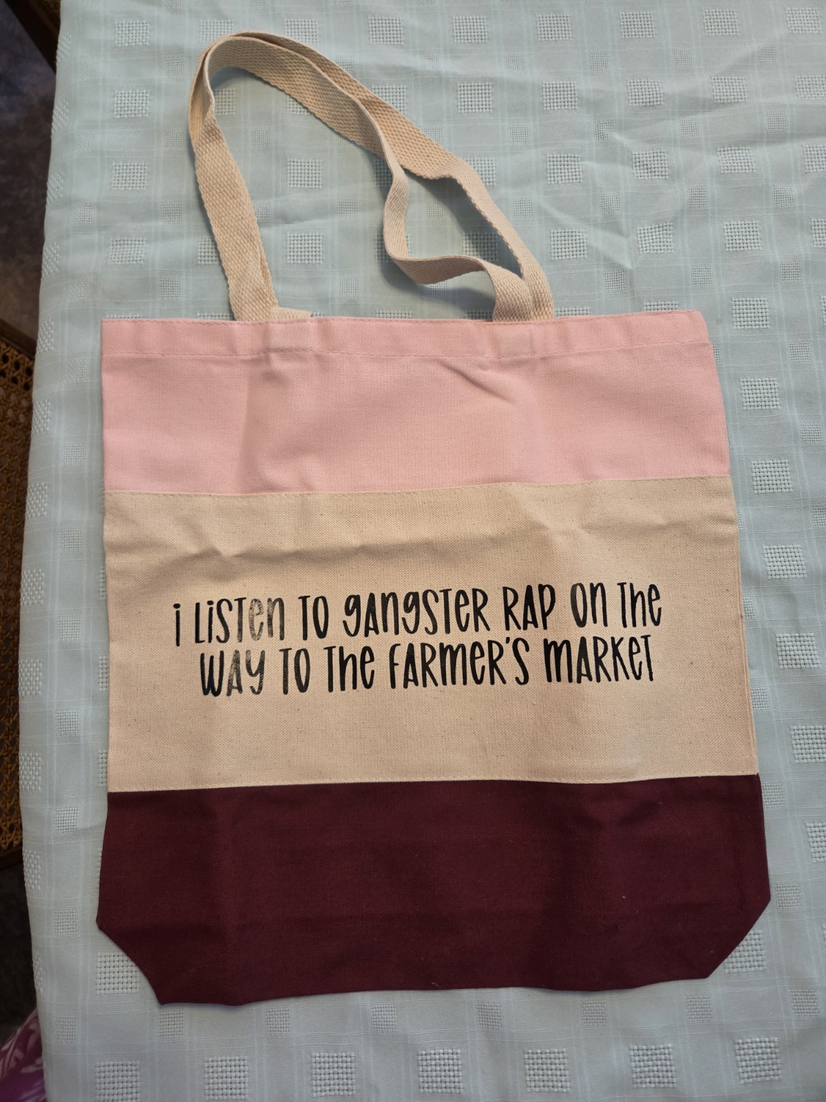 FUNNY Farmers Market REUSEABLE GROCERY SHOPPING BAG 100% COTTON
