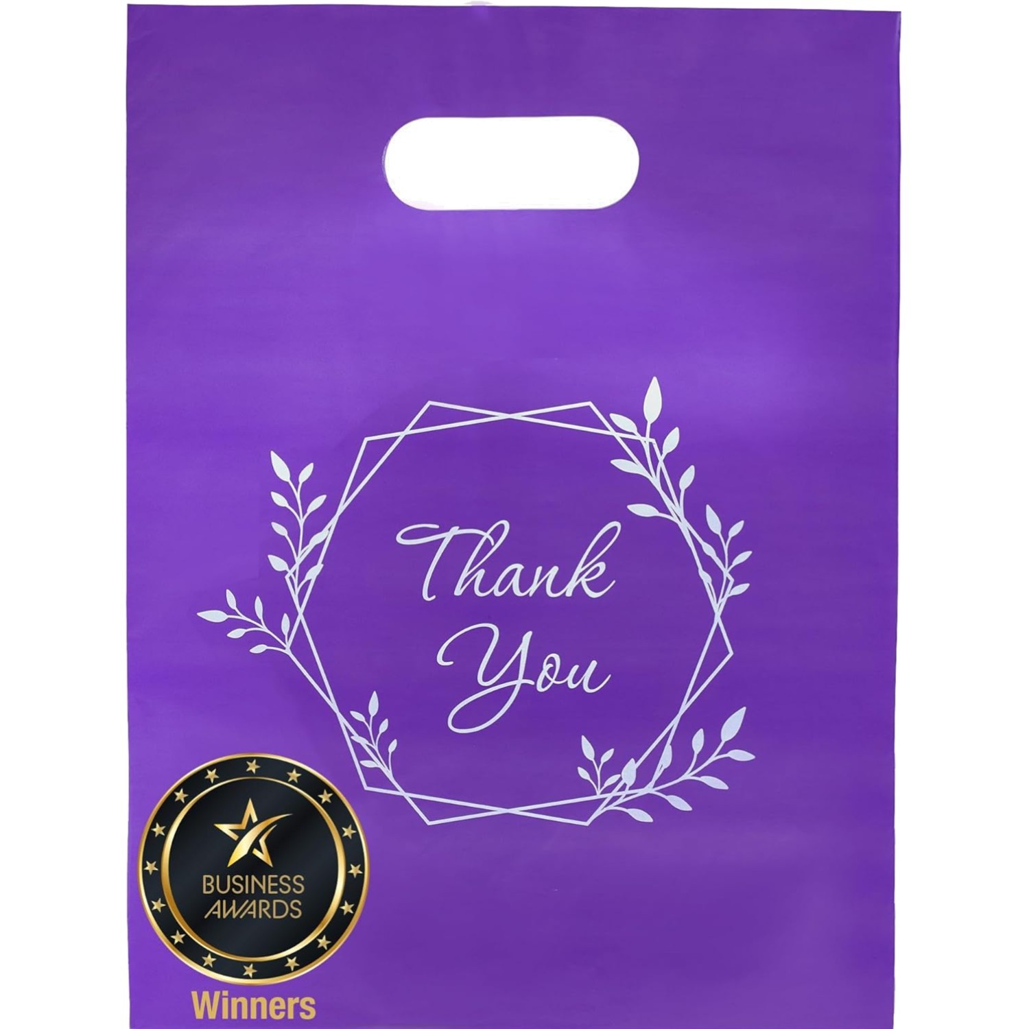 Purple Thank You Bags 100 Count 9″x12″ 1.5Mil Thick Die-cut Handles