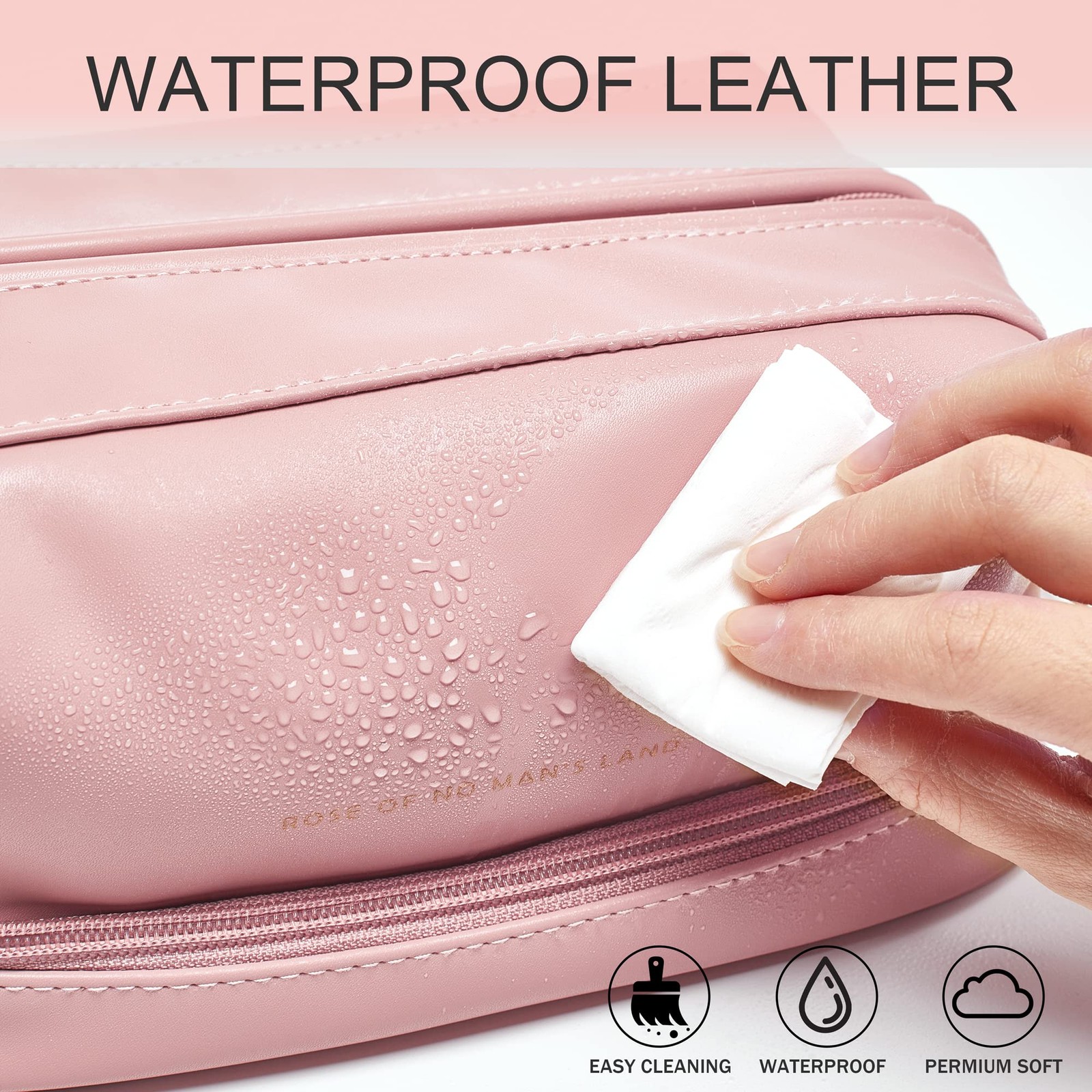 YOMOSPACE Large Makeup Bag, Double Layer Cosmetic Leather Make Up C-Pink