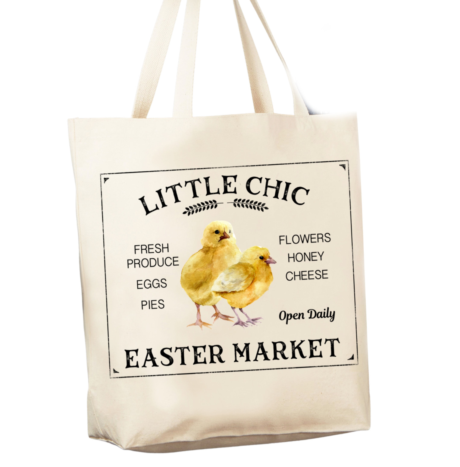Easter Little Chicks Market 12 oz Reusable Grocery Shopping Cotton Canvas Bag