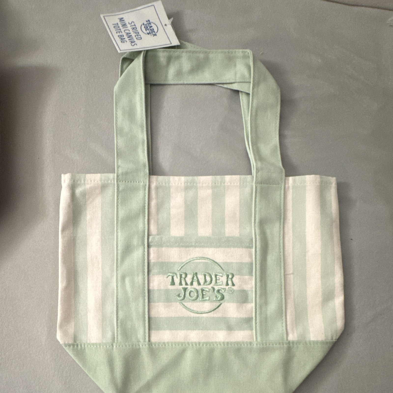 One Set of 4 Trader Joe’s Striped Mini Canvas Tote Bag Multicolor 13x6x10 in New