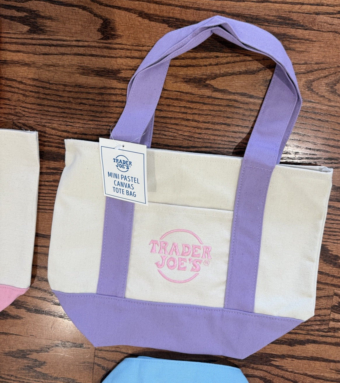 NEW Lot 4 Trader Joe’s mini canvas tote bags spring 2025 Easter pastel set NWT