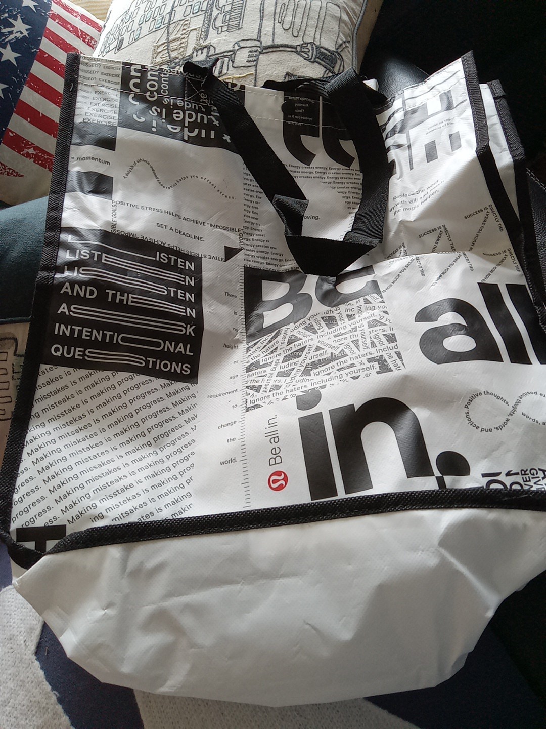 3 Bags Lululemon Shopper Be All In Manifesto Shopping Gym Lunch Bag Large Tote