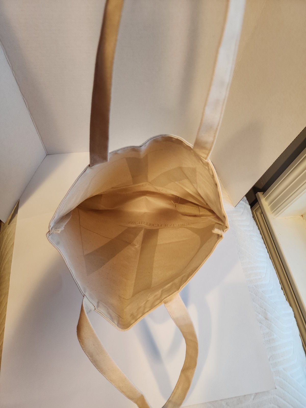 Architectural Digest Canvas Tote Reusable Bag Beige Black All-Over Pattern
