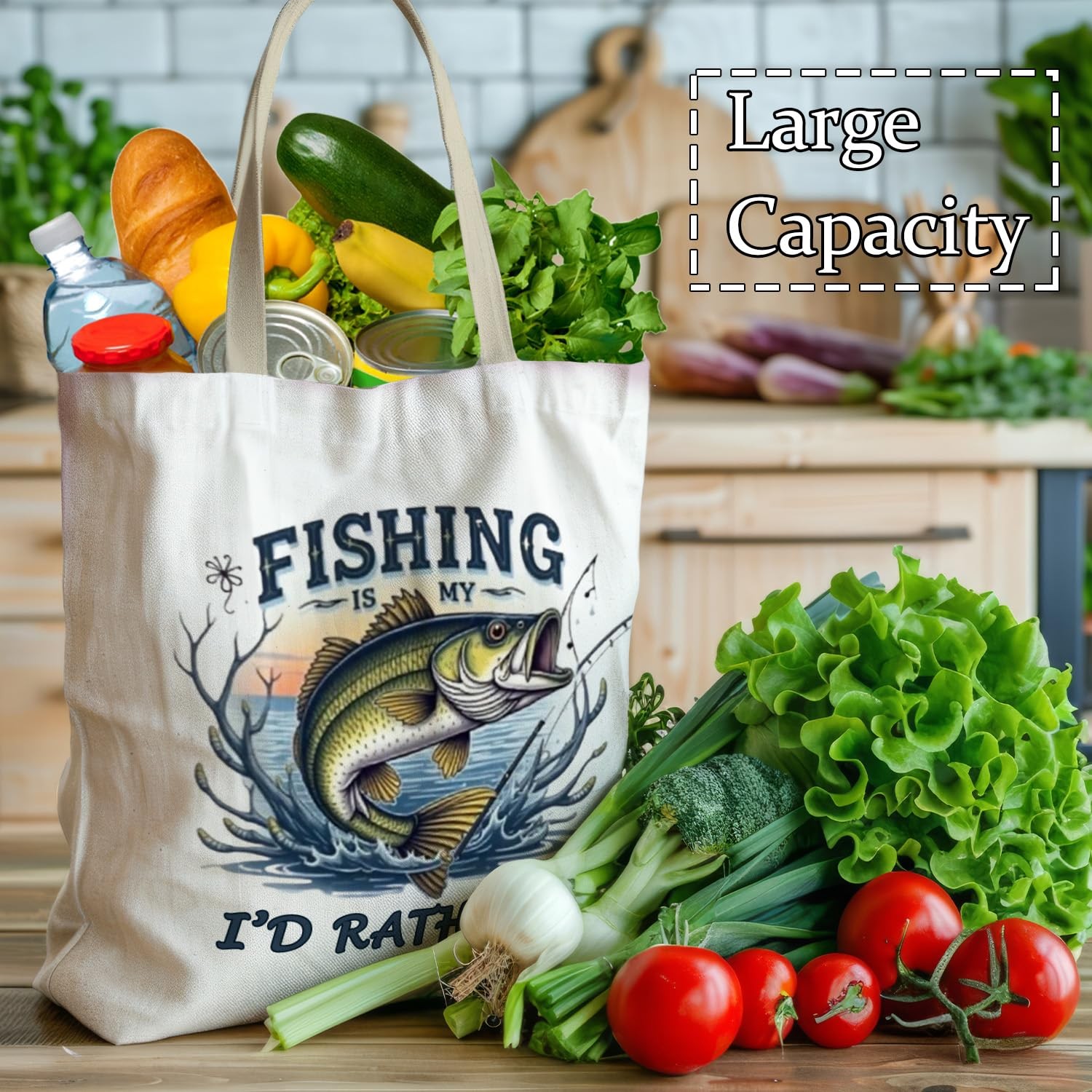 Fishing Camping Tote Bag, I’D Rather Be Fishing Bag, Fisherman Gifts, Funny F…