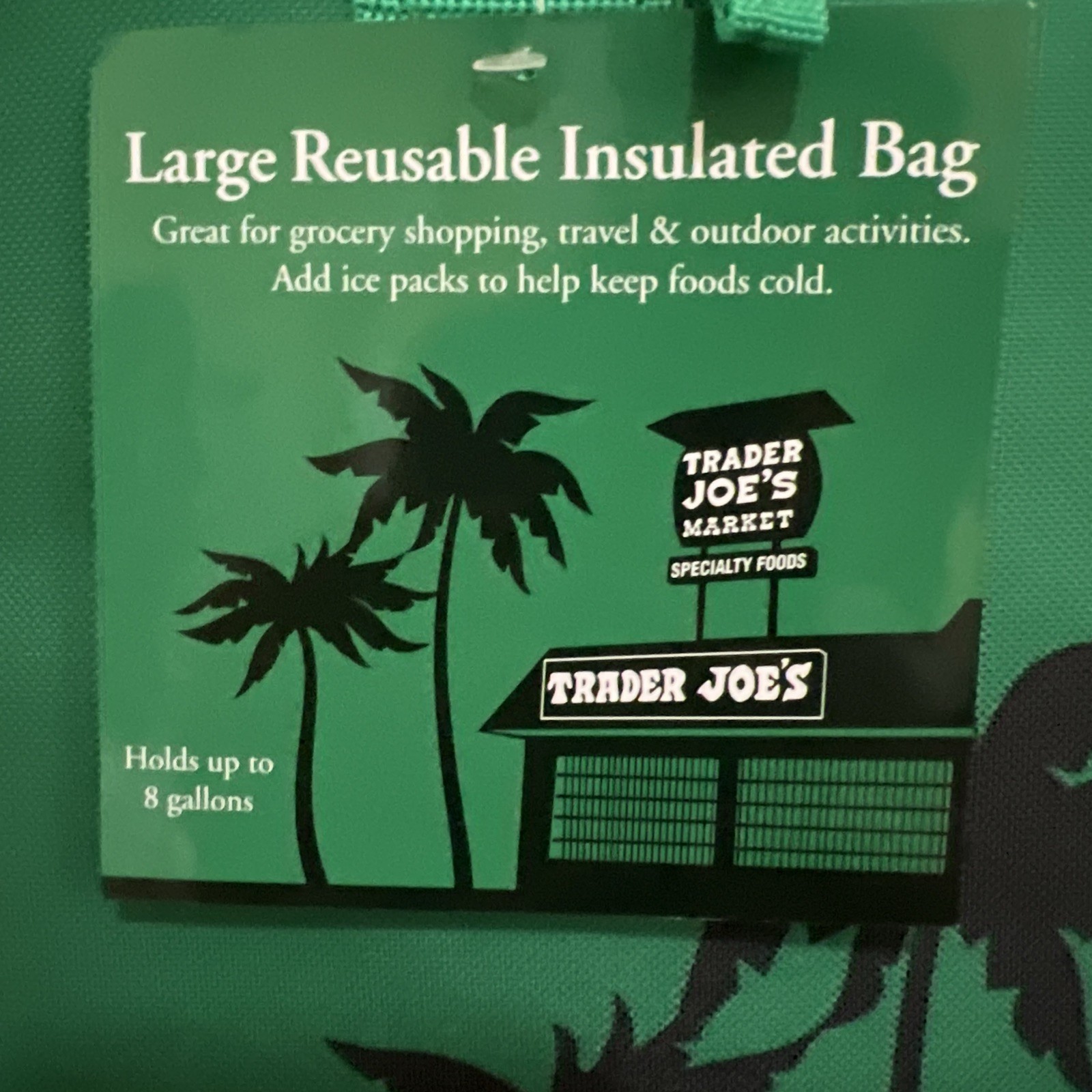 NWT TRADER JOE’S GREEN INSULATED REUSABLE LARGE 8 GALLON COOLER BAG