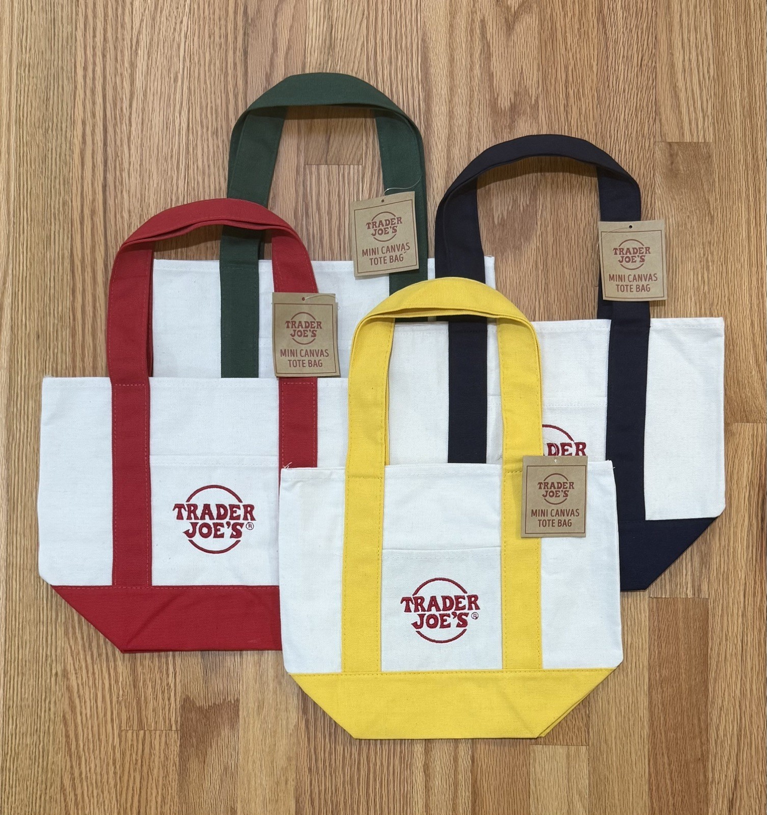 Trader Joe’s Authentic Mini Canvas tote bags set (All 4 Colors, New with Tags)