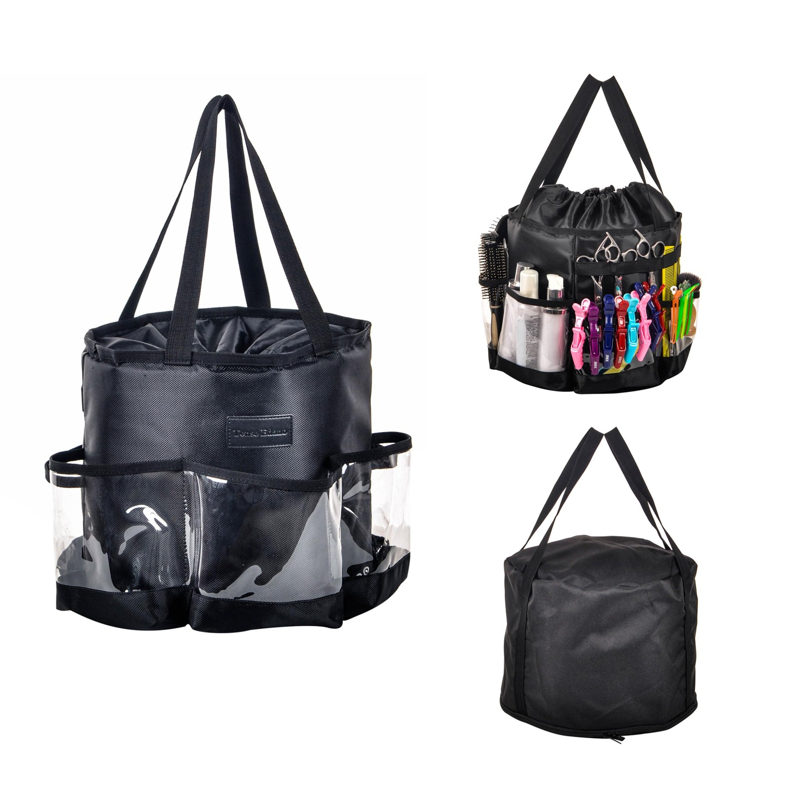 Circular Hairdressing Bag, 2 Piece Set 12.5 x x inches, Black