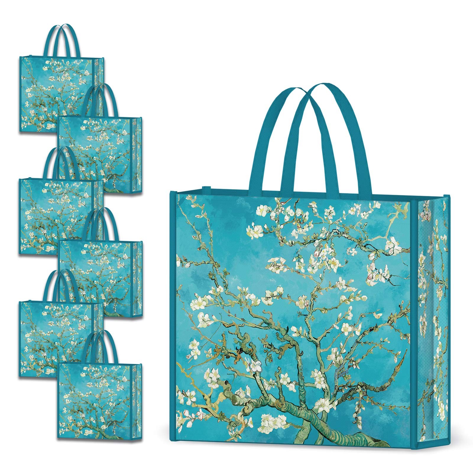 6 Pack Grocery Bags Reusable Dragonflies Garden Shopping Bags Waterproof Tote Ba