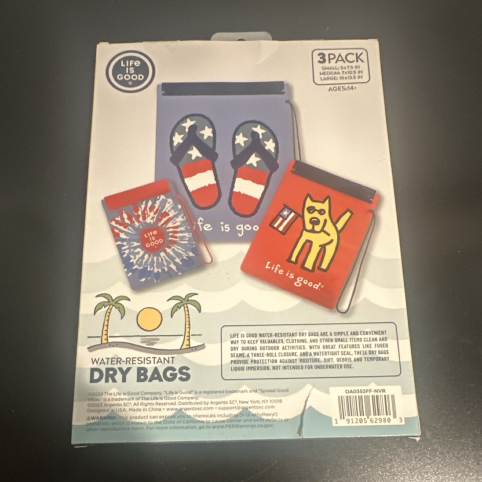 Life Is Good Water-Resistant Dry Bags 3-Pack Small Medium Large Multicolor